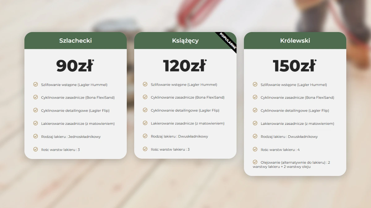 cyklinowanie mińsk mazowiecki cennik